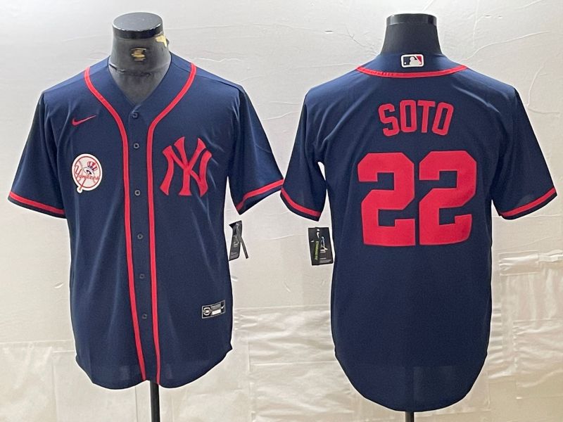 Men New York Yankees #22 Soto Blue Third generation joint name Nike 2024 MLB Jersey style 3->new york yankees->MLB Jersey